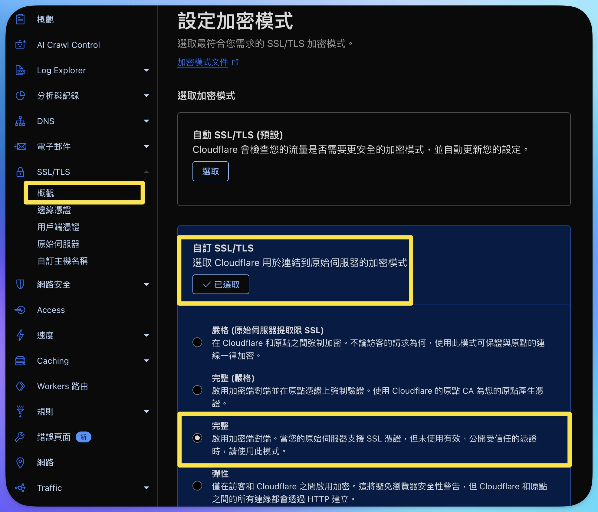 Cloudflare SSL 加密模式設定